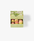 Geschenkbox mit 8 Macarons in 7 ausgewählten Geschmacksrichtungen: Schokolade, Karamell, Kaffee, Vanille, Himbeere, Pistazie und Zitrone. Jetzt verschenken!